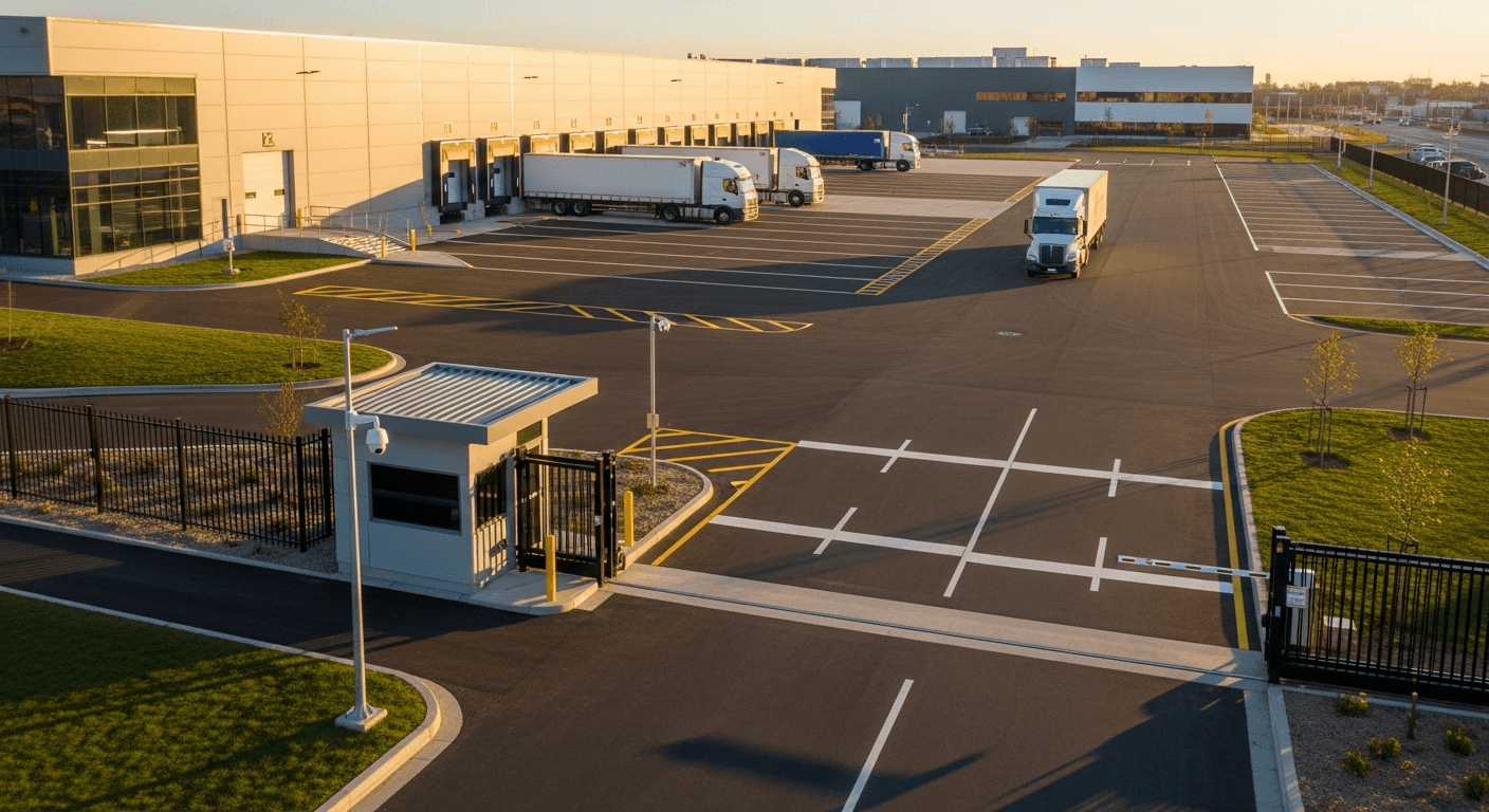 Modern truck yard with PhotoFence camera system